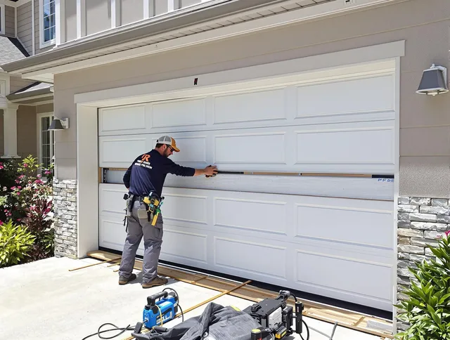 Fullerton Garage Door Repair team performing complete garage door replacement at Fullerton residence
