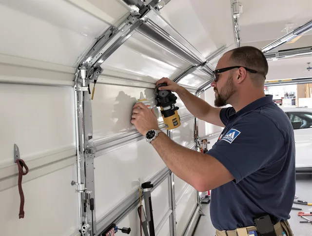 Fullerton Garage Door Repair technician quieting a noisy garage door in Fullerton