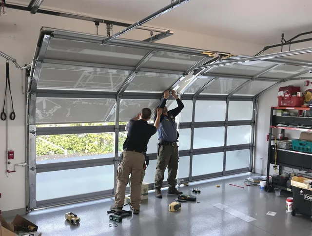 Fullerton Garage Door Repair expert performing precise panel replacement on Fullerton garage door