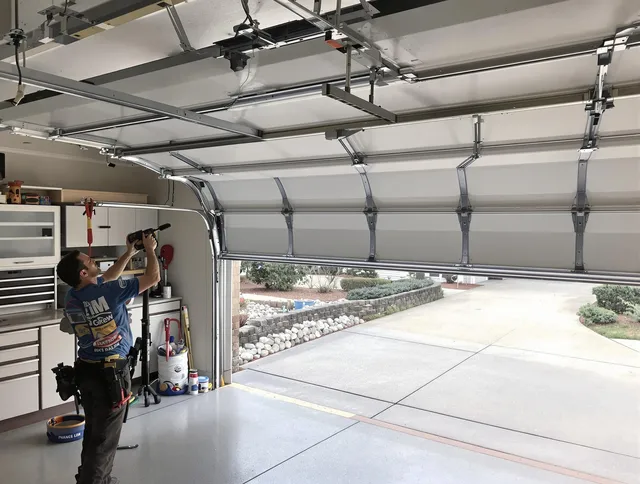 Garage door track repair service by Fullerton Garage Door Repair in Fullerton